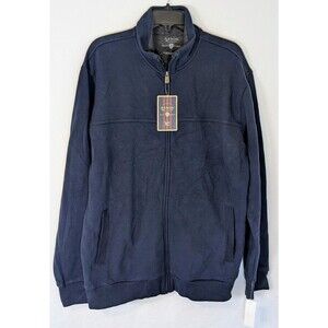 Arrow USA 1851 Full Zip Mens Large Navy Blue Soft Sueded Fleece NWT Casual